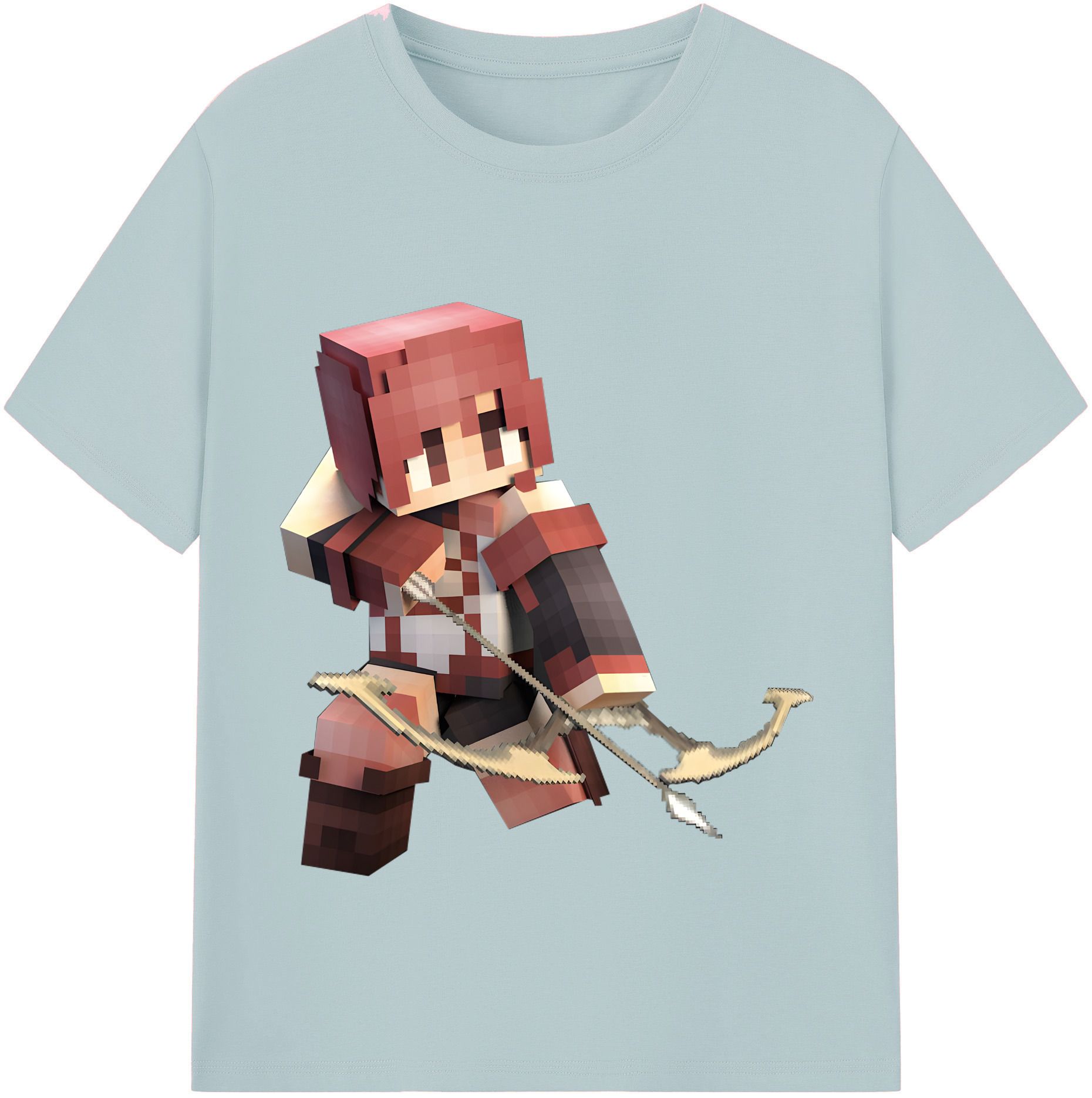 （画像用） マインクラフト ブロックの世界 Minecraft MC Block world 綿100％半袖Tシャツ（フロントプリント）